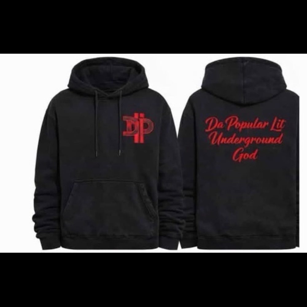 Black Hoodie with Red Print